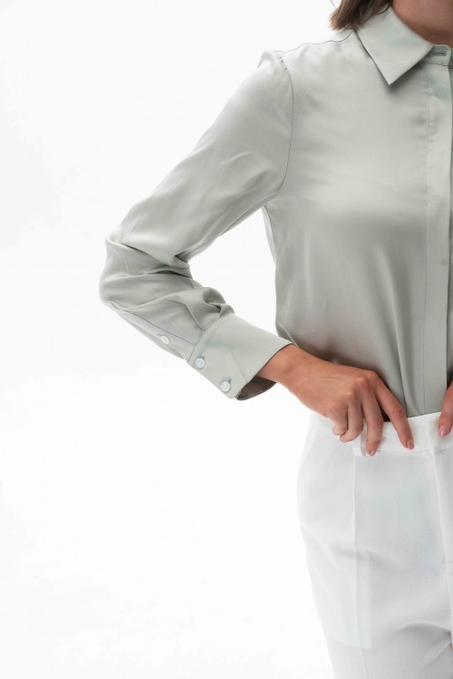 Ivory Shirt Sage Green