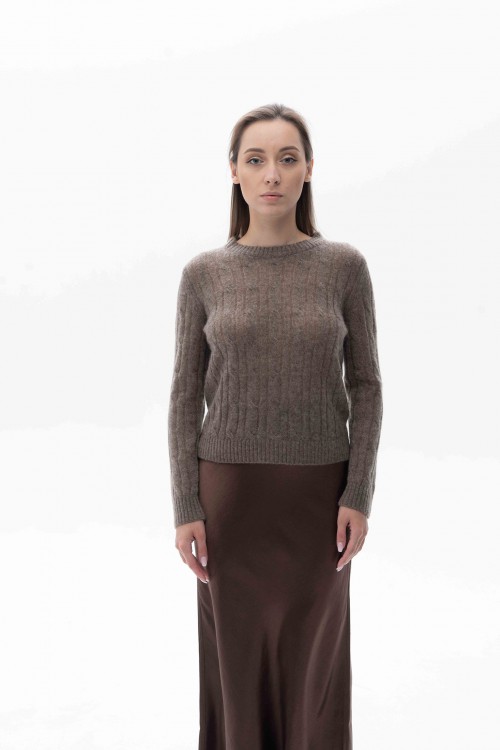 Cocoa Cable-Knit Pullover