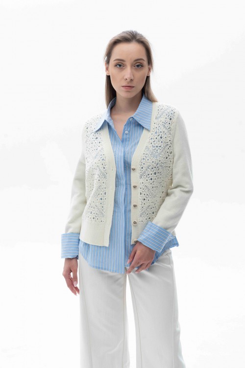 Off White Crochet Cardigan