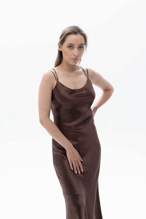  Acetate Slip Dress Mocha